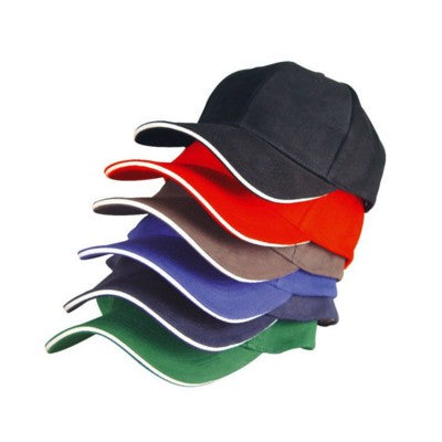 Branded Promotional 6 PANEL SANDWICH PEAK BASEBALL CAP in Blue Heavy Brushed Cotton Baseball Cap From Concept Incentives.