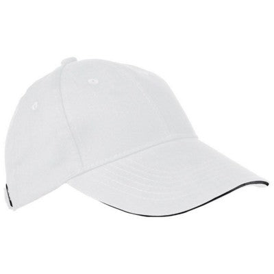 Branded Promotional 6 PANEL SANDWICH PEAK BASEBALL CAP in White Heavy Brushed Cotton Baseball Cap From Concept Incentives.