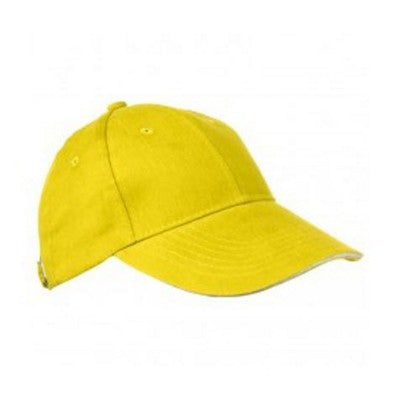 Branded Promotional 6 PANEL SANDWICH PEAK BASEBALL CAP in Yellow Heavy Brushed Cotton Baseball Cap From Concept Incentives.