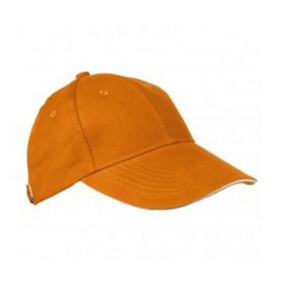 Branded Promotional 6 PANEL SANDWICH PEAK BASEBALL CAP in Orange Heavy Brushed Cotton Baseball Cap From Concept Incentives.