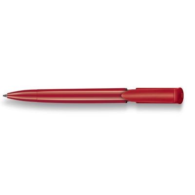 Branded Promotional S40 EXTRA PUSH BUTTON PLASTIC BALL PEN in Solid Red with Black Fittings Pen From Concept Incentives.