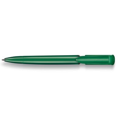 Branded Promotional S40 EXTRA PUSH BUTTON PLASTIC BALL PEN in Solid Green with Black Fittings Pen From Concept Incentives.