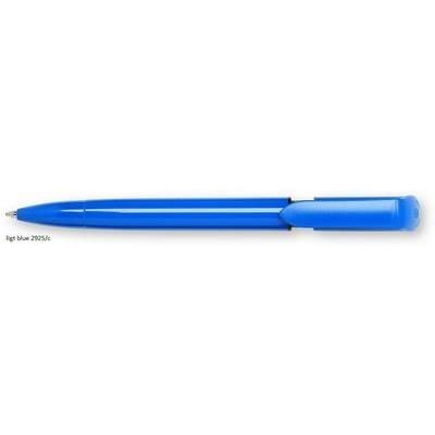 Branded Promotional S40 EXTRA PUSH BUTTON PLASTIC BALL PEN in Solid Light Blue with Black Fittings Pen From Concept Incentives.