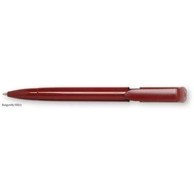 Branded Promotional S40 EXTRA PUSH BUTTON PLASTIC BALL PEN in Solid Burgundy with Black Fittings Pen From Concept Incentives.