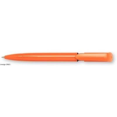 Branded Promotional S40 EXTRA PUSH BUTTON PLASTIC BALL PEN in Solid Orange with Black Fittings Pen From Concept Incentives.