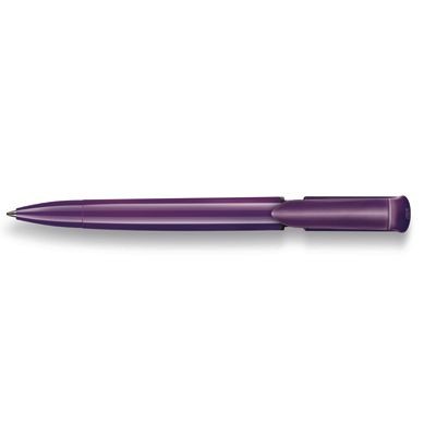 Branded Promotional S40 EXTRA PUSH BUTTON PLASTIC BALL PEN in Solid Lilac with Black Fittings Pen From Concept Incentives.