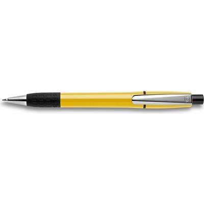 Branded Promotional SEMYR GRIP EXTRA PUSH BUTTON PLASTIC BALL PEN in Solid Yellow Pen From Concept Incentives.