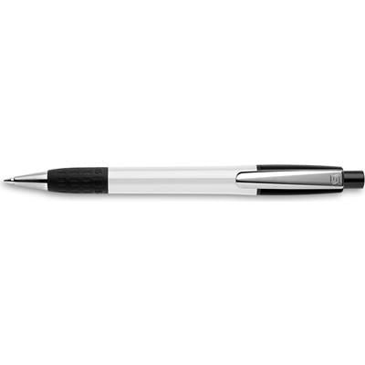 Branded Promotional SEMYR GRIP COLOUR PUSH BUTTON PLASTIC BALL PEN in Black Pen From Concept Incentives.