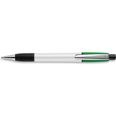 Branded Promotional SEMYR GRIP COLOUR PUSH BUTTON PLASTIC BALL PEN in Green Pen From Concept Incentives.