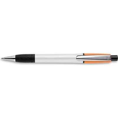 Branded Promotional SEMYR GRIP COLOUR PUSH BUTTON PLASTIC BALL PEN in Orange Pen From Concept Incentives.