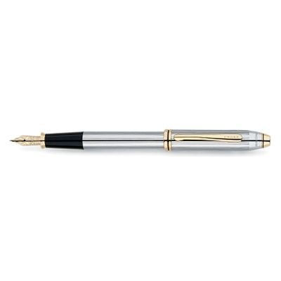 Branded Promotional CROSS TOWNSEND FOUNTAIN PEN in Silver Chrome & Gold Pen From Concept Incentives.