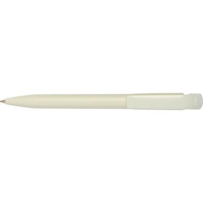 Branded Promotional S45 BIO WHITE CLIP RETRACTABLE BALL PEN Pen From Concept Incentives.