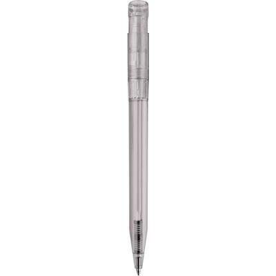 Branded Promotional S45 CLEAR TRANSPARENT RETRACTABLE PLASTIC BALL PEN in Black Pen From Concept Incentives.