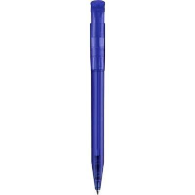 Branded Promotional S45 CLEAR TRANSPARENT RETRACTABLE PLASTIC BALL PEN in Dark Blue Pen From Concept Incentives.