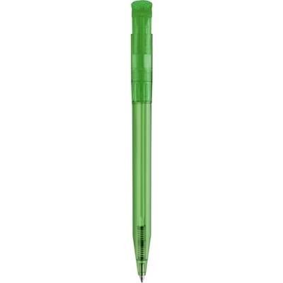 Branded Promotional S45 CLEAR TRANSPARENT RETRACTABLE PLASTIC BALL PEN in Green Pen From Concept Incentives.