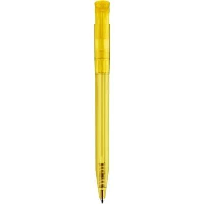 Branded Promotional S45 CLEAR TRANSPARENT RETRACTABLE PLASTIC BALL PEN in Yellow Pen From Concept Incentives.