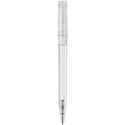 Branded Promotional S45 CLEAR TRANSPARENT RETRACTABLE PLASTIC BALL PEN in White Pen From Concept Incentives.