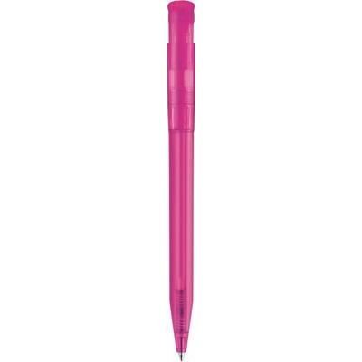 Branded Promotional S45 CLEAR TRANSPARENT RETRACTABLE PLASTIC BALL PEN in Cyclamen Pen From Concept Incentives.