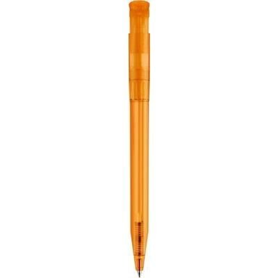 Branded Promotional S45 CLEAR TRANSPARENT RETRACTABLE PLASTIC BALL PEN in Orange Pen From Concept Incentives.