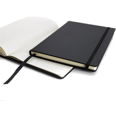 Branded Promotional A5 NOTE BOOK in Soft Matt Black PU Journal Note Book From Concept Incentives.