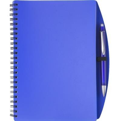 Branded Promotional A5 SPIRAL WIRO BOUND NOTE BOOK & BALL PEN in Blue Note Pad From Concept Incentives.