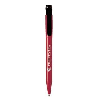 Branded Promotional PIER EXTRA RETRACTABLE PLASTIC BALL PEN in Red with Black Clip Pen From Concept Incentives.