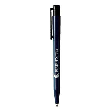 Branded Promotional PIER EXTRA RETRACTABLE PLASTIC BALL PEN in Dark Blue with Black Clip Pen From Concept Incentives.