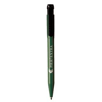 Branded Promotional PIER EXTRA RETRACTABLE PLASTIC BALL PEN in Green with Black Clip Pen From Concept Incentives.