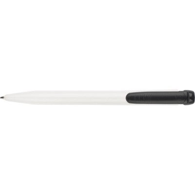 Branded Promotional PIER FT RETRACTABLE PLASTIC BALL PEN in White with Black Trim Pen From Concept Incentives.