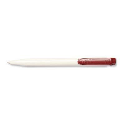 Branded Promotional PIER FT RETRACTABLE PLASTIC BALL PEN in White with Red Trim Pen From Concept Incentives.