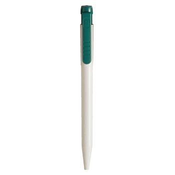 Branded Promotional PIER FT RETRACTABLE PLASTIC BALL PEN in White with Teal Trim Pen From Concept Incentives.