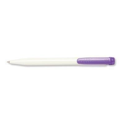 Branded Promotional PIER FT RETRACTABLE PLASTIC BALL PEN in White with Lilac Trim Pen From Concept Incentives.