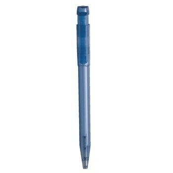 Branded Promotional PIER CLEAR TRANSPARENT RETRACTABLE PLASTIC BALL PEN in Dark Blue Pen From Concept Incentives.