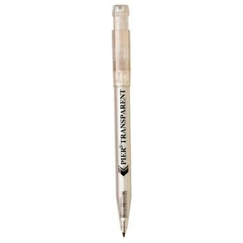 Branded Promotional PIER CLEAR TRANSPARENT RETRACTABLE PLASTIC BALL PEN in Clear White Pen From Concept Incentives.