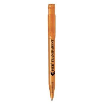 Branded Promotional PIER CLEAR TRANSPARENT RETRACTABLE PLASTIC BALL PEN in Orange Pen From Concept Incentives.