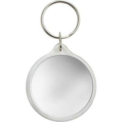 Branded Promotional ROUND PLASTIC KEYRING in Translucent Clear Transparent Keyring From Concept Incentives.