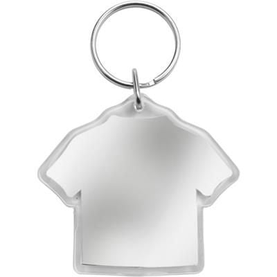 Branded Promotional TEE SHIRT SHAPE PLASTIC KEYRING in Translucent Clear Transparent Keyring From Concept Incentives.