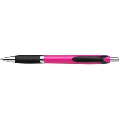 Branded Promotional OLYMPIC PLASTIC BALL PEN in Pink & Black Pen From Concept Incentives.