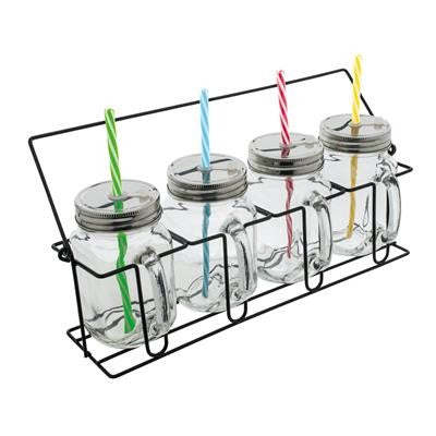 Branded Promotional ARACUJA SET OF 4 GLASS MUG SET with Straws Mug From Concept Incentives.