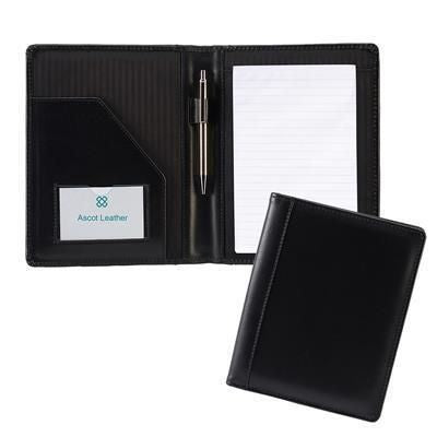 Branded Promotional ASCOT HIDE LEATHER A5 CONFERENCE FOLDER in Black Conference Folder From Concept Incentives.