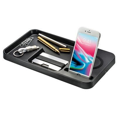 Branded Promotional M√âRIGNAC DESK TOP ORGANIZER with Cordless Charger Desk Tidy From Concept Incentives.