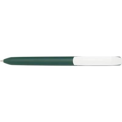 Branded Promotional PURE SOFT WHITE CLIP TWIST PLASTIC BALL PEN in Dark Green Pen From Concept Incentives.