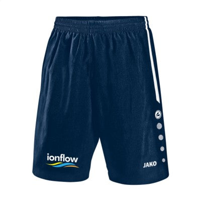 Branded Promotional JAKO SHORT TURIN CHILDRENS SPORTSPANTS in Navy & White Shorts From Concept Incentives.