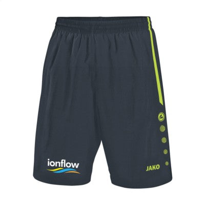 Branded Promotional JAKO SHORT TURIN CHILDRENS SPORTSPANTS in Grey & Lime Green Shorts From Concept Incentives.