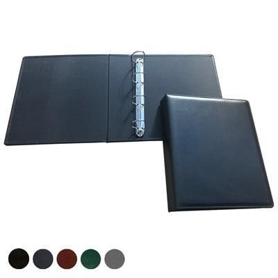 Branded Promotional HAMPTON LEATHER A4 EXTRA WIDE RING BINDER Ring Binder Spine Mate From Concept Incentives.