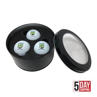 Branded Promotional ROMA BLACK TIN Golf Balls From Concept Incentives.