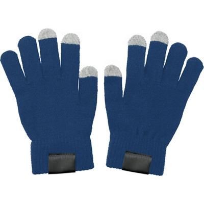 Branded Promotional TOUCH SCREEN GLOVES in Blue Gloves From Concept Incentives.