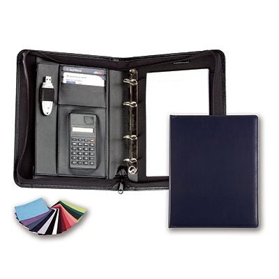 Branded Promotional BELLUNO PU A5 DELUXE ZIP RING BINDER Conference Folder From Concept Incentives.