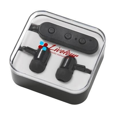 Branded Promotional POCKETSOUND EARPHONES in Black Earphones From Concept Incentives.
