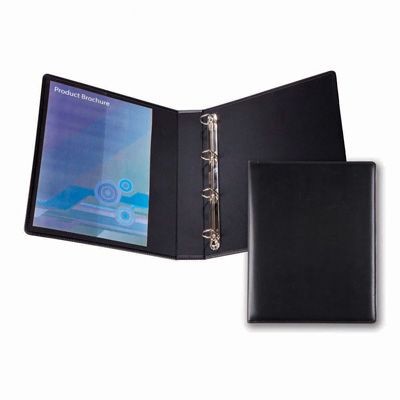 Branded Promotional BLACK BELLUNO PU LEATHER A4 ECONOMY RING BINDER Conference Folder From Concept Incentives.